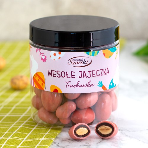 Czekoladowe jajeczka na Wielkanoc - migdały w czekoladzie - truskawka