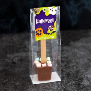 Halloweenowy choco stick - czekolada pitna mleczna z marshmallows