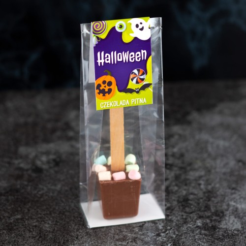 Halloweenowy choco stick - czekolada pitna mleczna z marshmallows
