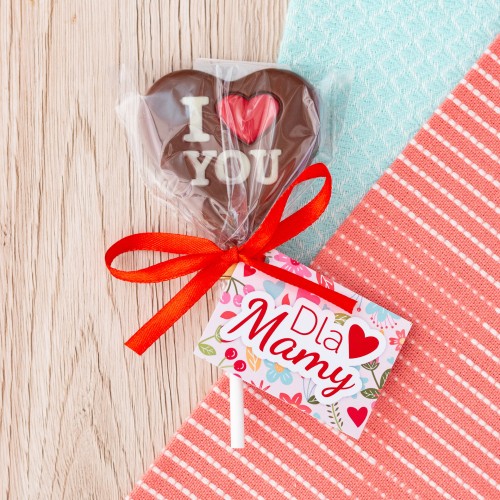 Czekoladowy lizak "I Love You" z okazji Dnia Mamy