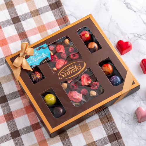 Bombonierka Dla Dziadka z tabliczką czekolady i 8 pralinami NY