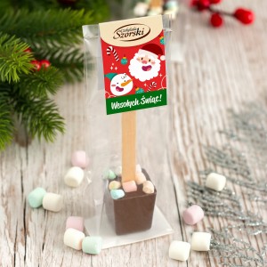 Świąteczny Choco Stick z Mlecznej Czekolady - Czekolada na Patyku z Piankami