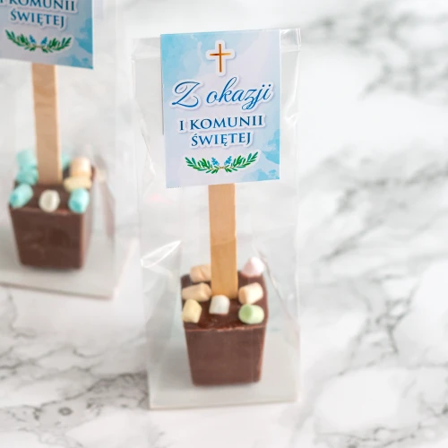 Komunijny choco stick - czekolada pitna mleczna z marshmallows