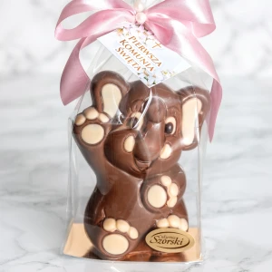 Słonik z czekolady z okazji I Komunii Świętej dla dziewczynki