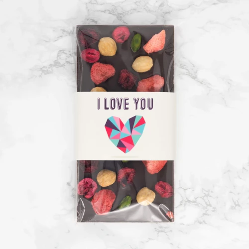 Czekolada na walentynki z napisem "I love You" Serce