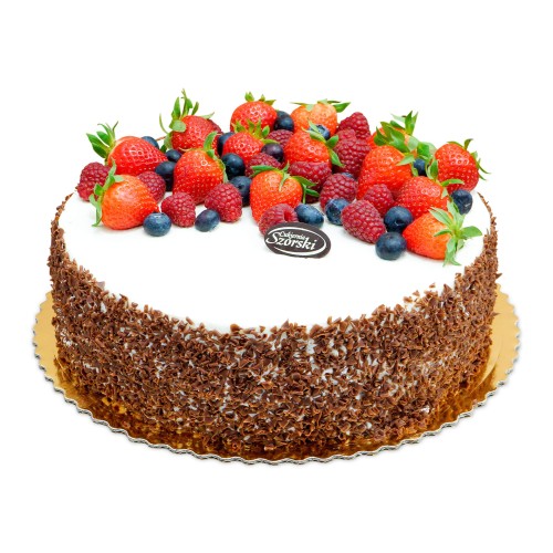 Tort z bitą śmietaną i owocami